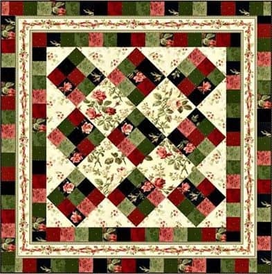 Free Quilt Pattern:- Rosey Ribbons by Bonnie Sullivan for bear creek quilting company