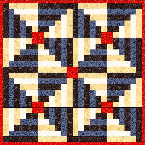True Blue Log Cabin Quilt - Free Quilt Pattern