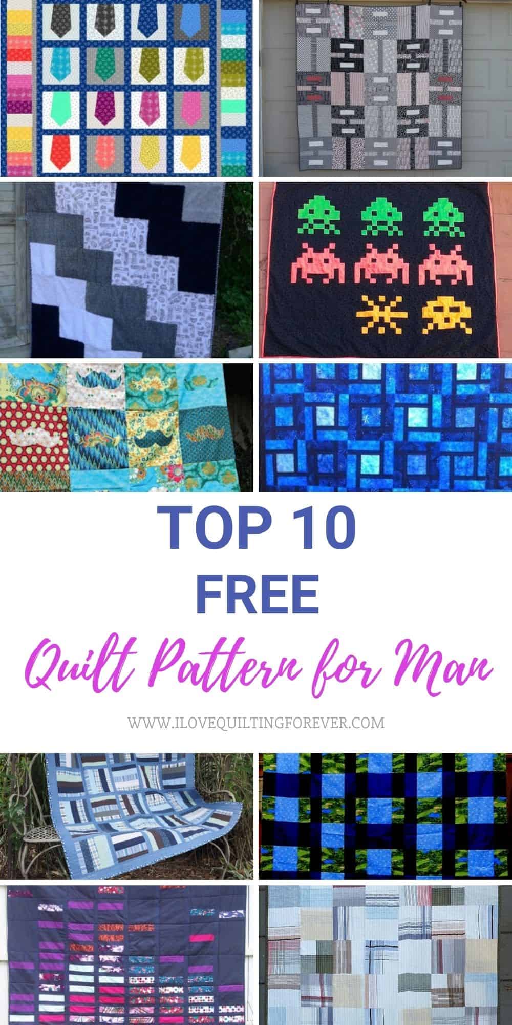 19 Free Quilt Patterns for Men - I Love Quilting Forever