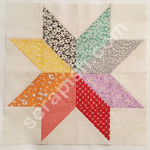 Eight Point Star Quilt Block with No Y-seams - Free Quilt Block Pattern