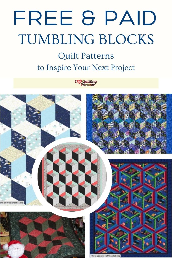 Tumbling Blocks Quilt Patterns roundup ILQF Pinterest