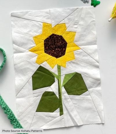 Paper Pieced Sunflower Quilt Block Pattern - etsy
