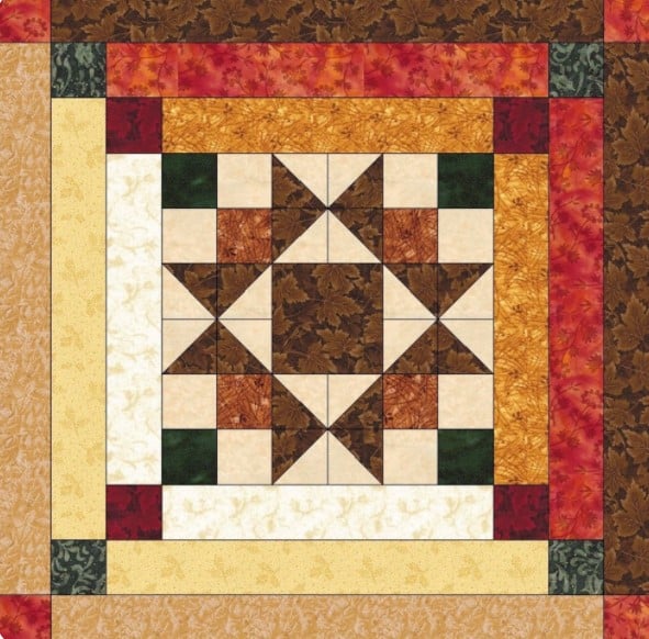 Log Cabin Double Star Quilt Block Pattern