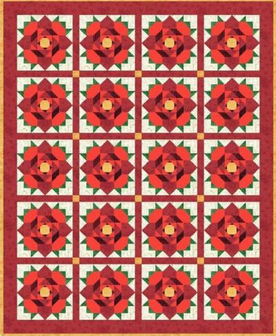 Modern Patchwork Rose Quilt Block Pattern