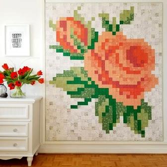 free quilt pattern Pixelated Rose by Riley Blake