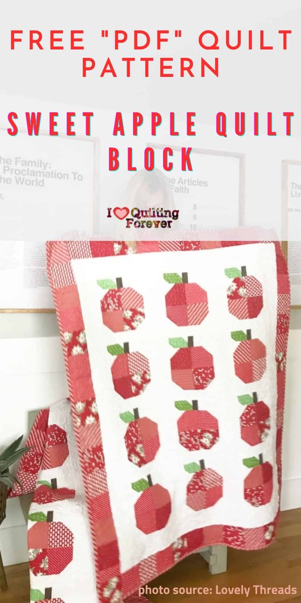 Free Quilt Pattern Sweet Apple Quilt Block I Love Quilting Forever