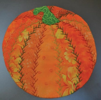 Pumpkin Crazy Quilt Mug Rug - Free Quilt Pattern