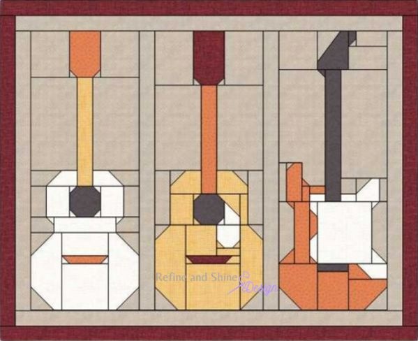 Guitar Trio Quilt Block Pattern - etsy