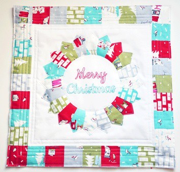 Christmas Embroidered Dresden Pillow Quilt - free quilt pattern