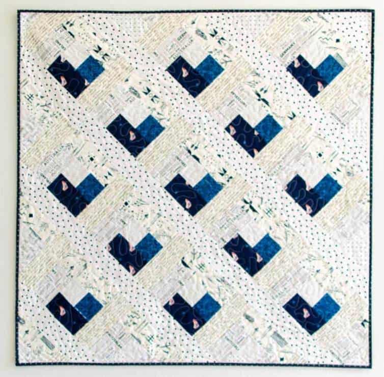 Baby Heart Log Cabin Quilt - Free Quilt Pattern