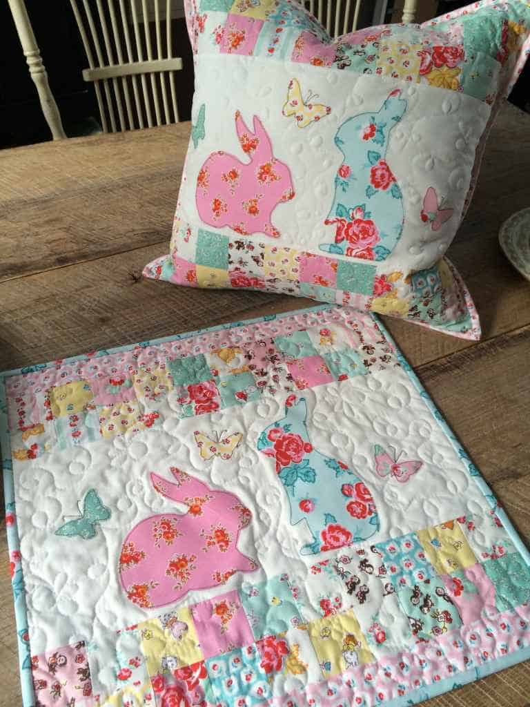 Bunny Applique Pillow and Mini Quilt