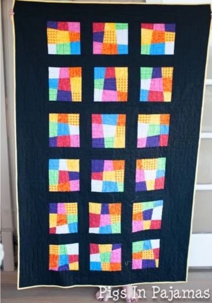 Crazy nine Patch quilt pattern by Pigs In Pajamas