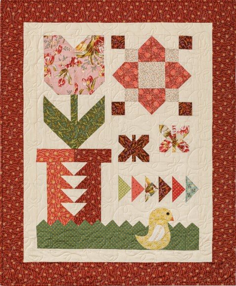 free quilt tutorial by Missouri Quilt Co  Happy Spring Wall Hanging Quilt