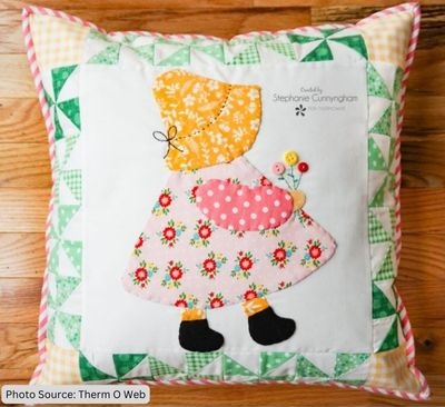Sunbonnet Sue Springtime Pillow - free quilt pattern