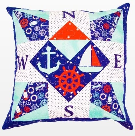 Free Quilt Pattern - GO! Nautical Compass Pillow Quilt by Melanie Call from A Bit of Scrap Stuff for AccuQuilt