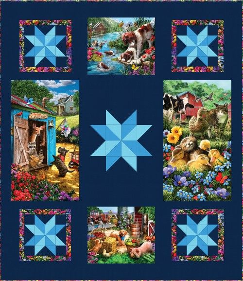 free quilt pattern Down On The Farm Quilt by Ariga Mahmoudlou for Robert Kaufman Fabrics