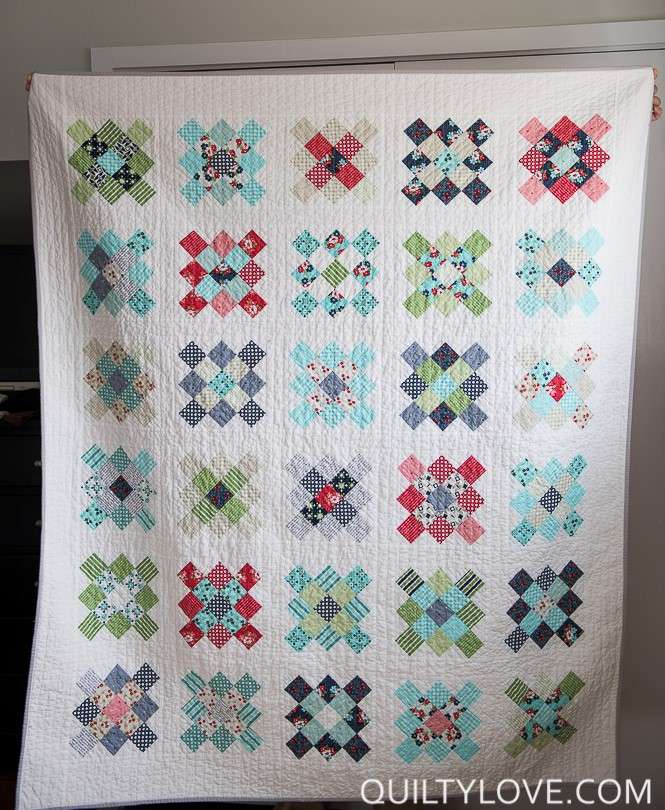 free quilt pattern Scrappy Granny Squares Quilt by Emily of QuiltyLove