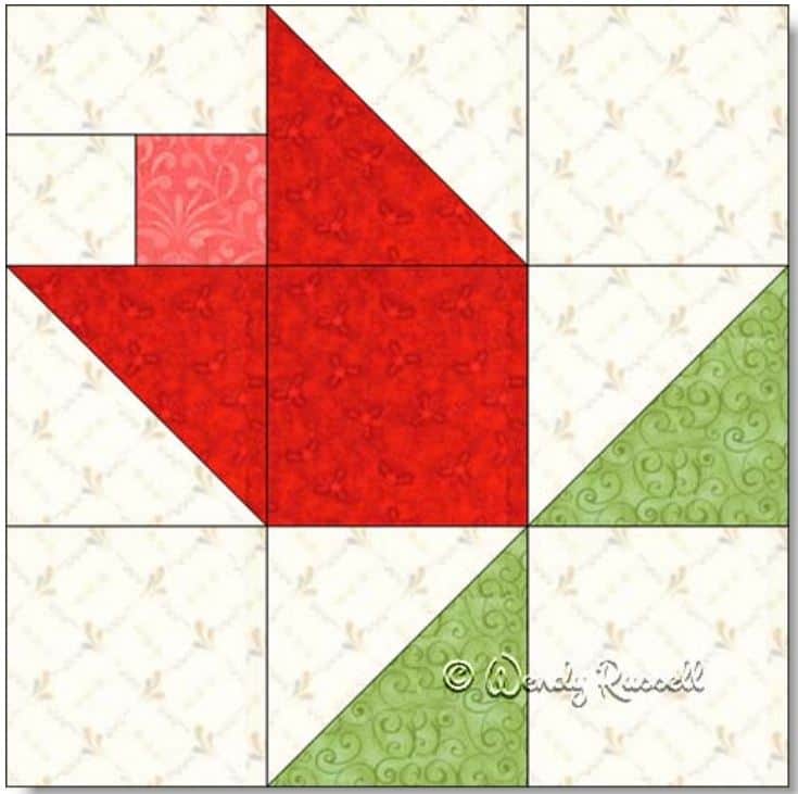 Free Quilt pattern - Buttercup quilt block by patchwork square