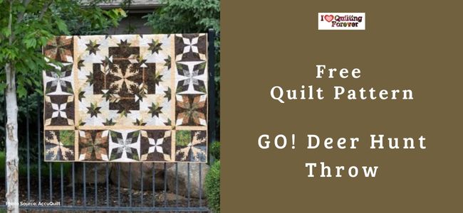 GO! Deer Hunt Throw Quilt pattern featured cover photo - ILQF