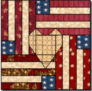 Flag and Heart_free quilt block pattern