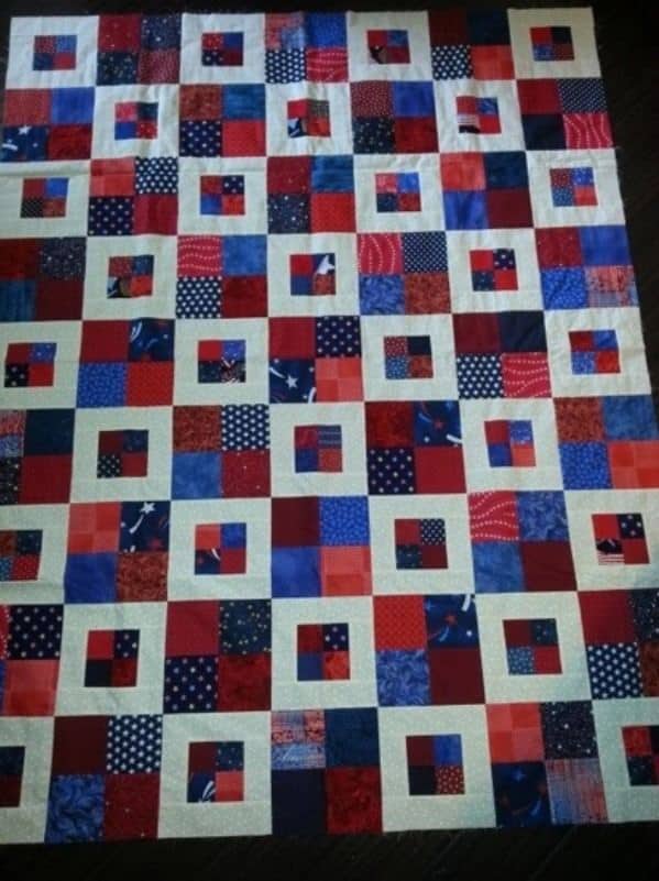 free quilt pattern - Framed Four Patches Quilt by Mary Quilts quilted by Tanya