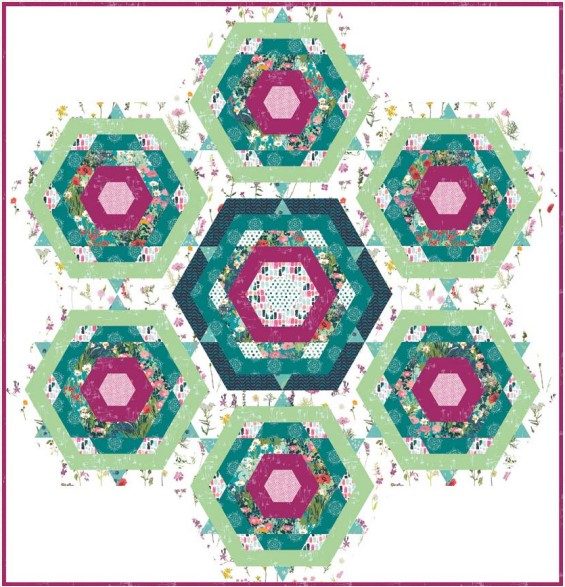 Azalea - free hexagon quilt pattern