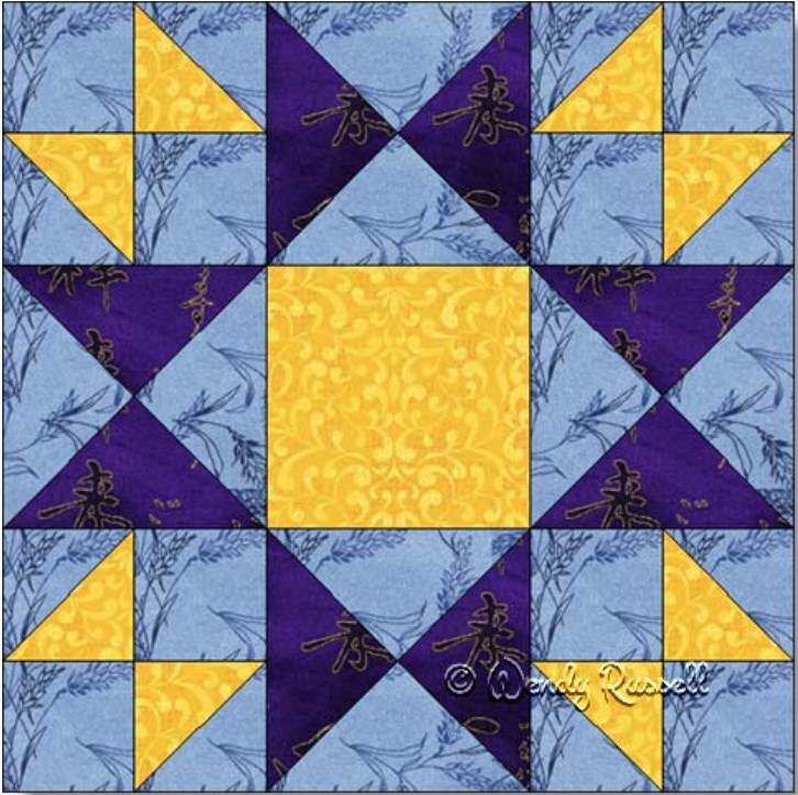 Free Ohio Star Quilt Block Patterrn - Evening Star by Patchwork Square