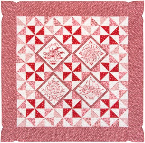 Pinwheel Posies Redwork Colorstory - Free Quilt Pattern by Robert Kaufman Fabrics