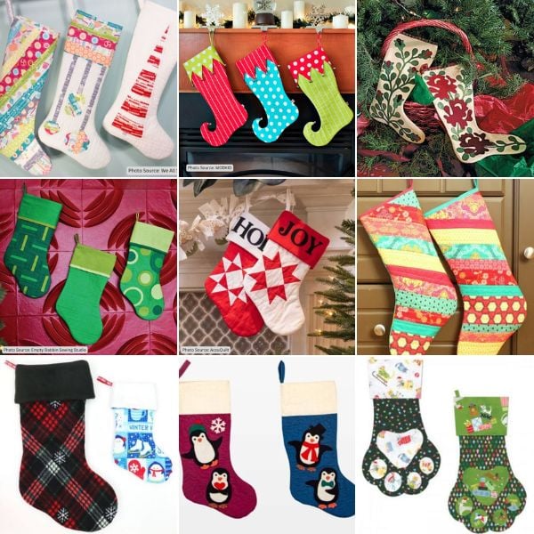 Quilted Christmas Stocking Patterns roundup ILQF featured cover