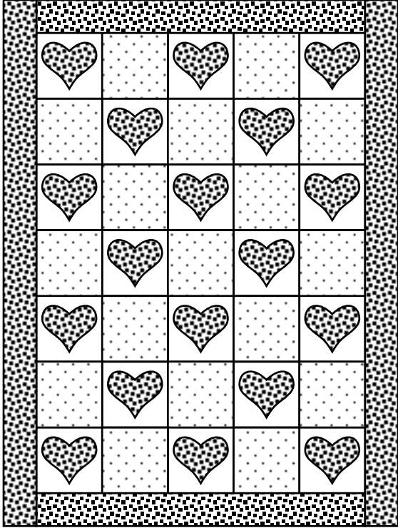 Appliquéd Hearts Wheelchair Quilt  - Free Quilt Pattern