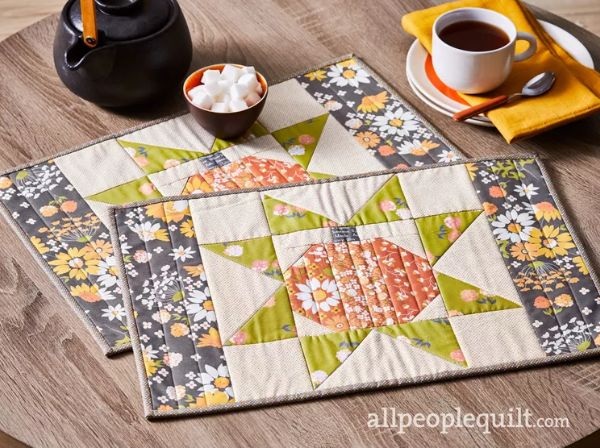 Pumpkin Star Place Mat - free quilt pattern