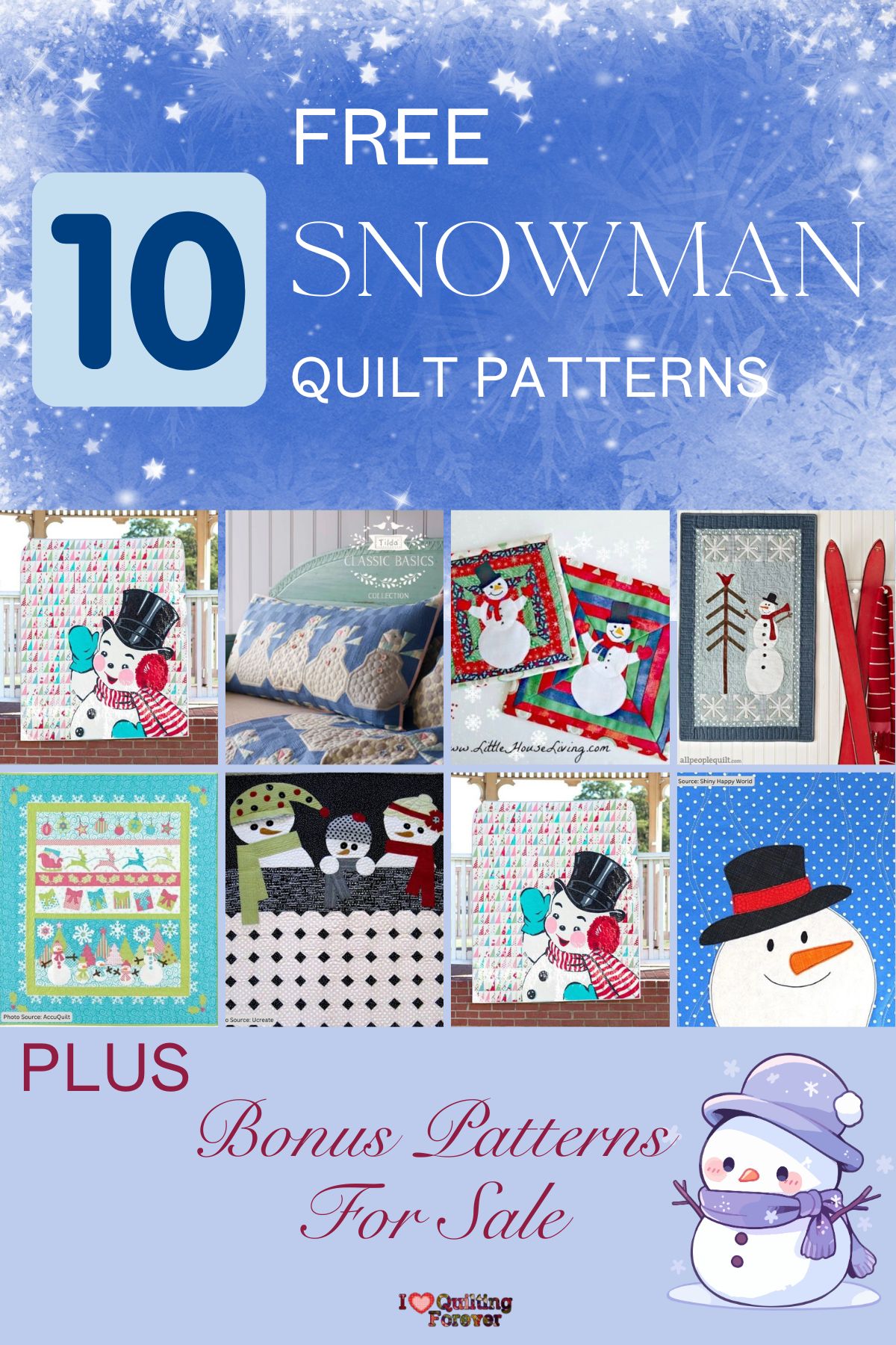 Top 10 Free Snowman Quilt Patterns (+11 Bonus Patterns For Sale) - I ...