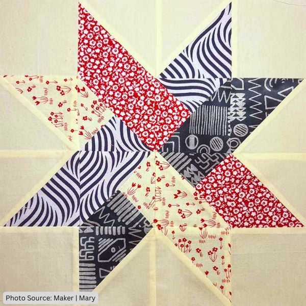 12.5″  Woven Star Block - free quilt pattern
