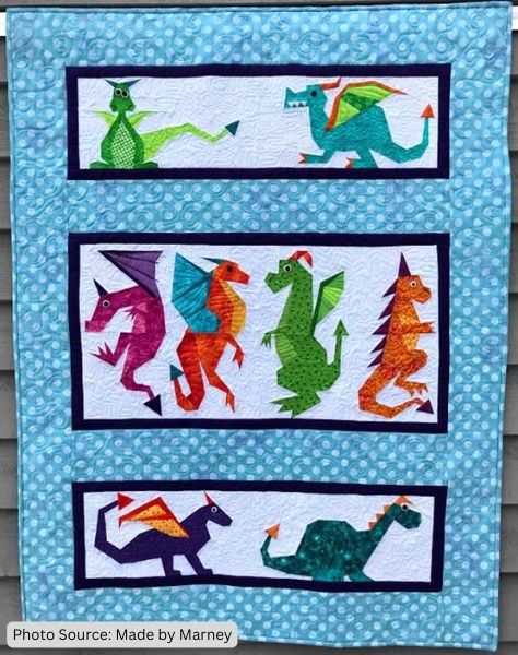 Colorful Dragons Quilt Pattern - etsy