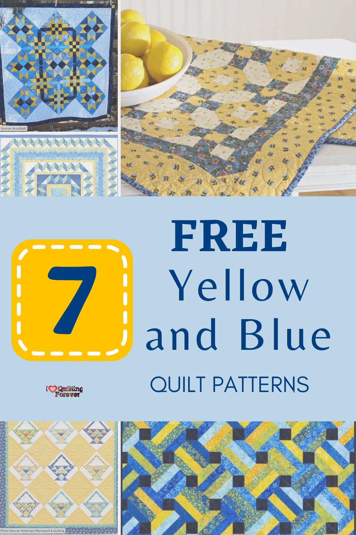 Top 7 Free Yellow and Blue Quilt Patterns (+10 Bonus Patterns For Sale ...