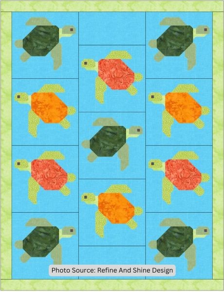 Detailed Sea Turtle Quilt Block Pattern - etsy