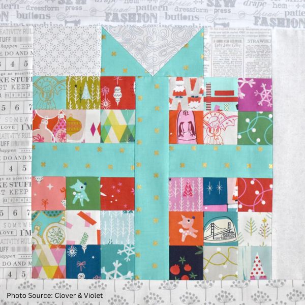 Pixelated Present Block - free quilt pattern