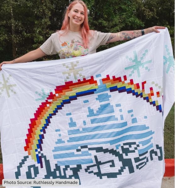 Pixelated Quilt Idea from Ruthlessly Handmade
