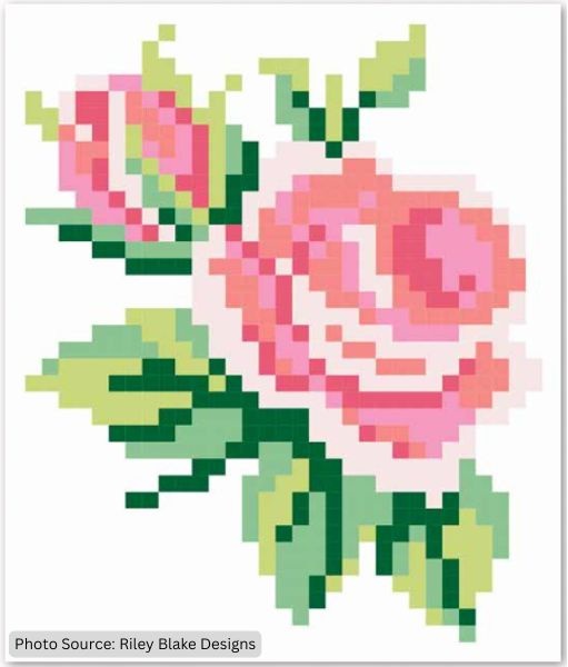Pixelated Rose - free quilt pattern