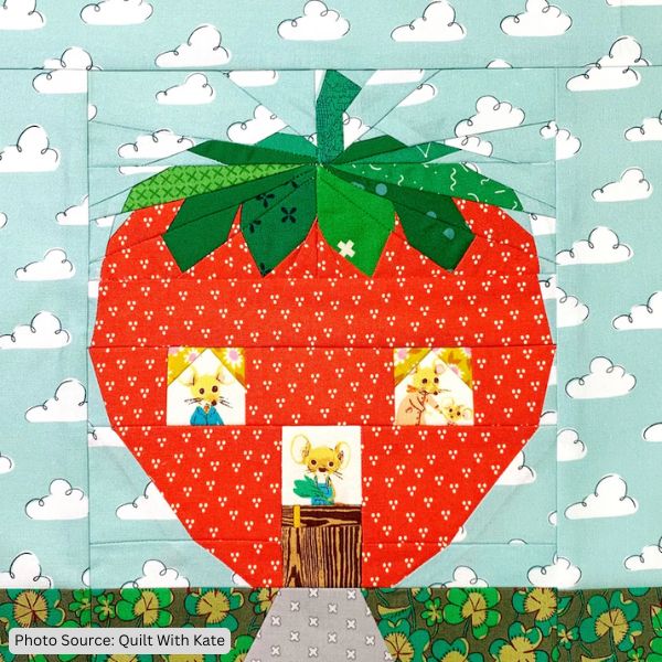 Strawberry Cottage Quilt Block Pattern - etsy