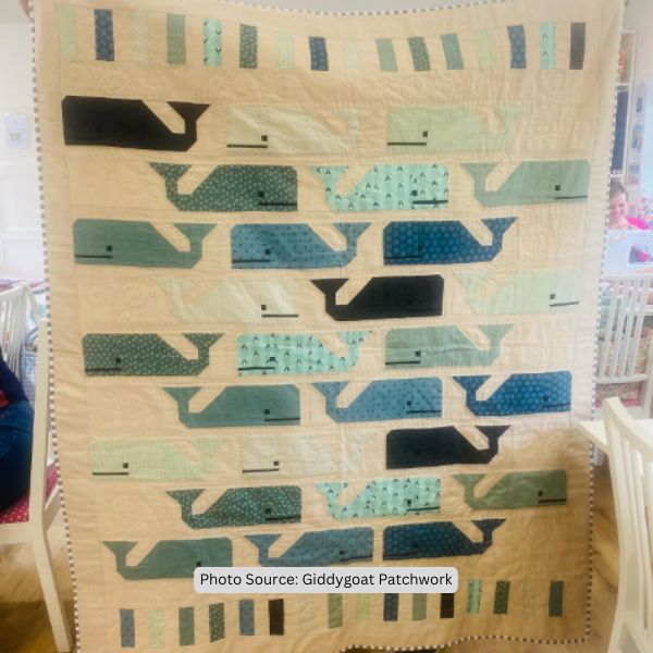 Whale Quilt Idea from Giddygoat Patchwork