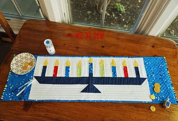 Hanukkah Menorah Table Runner - free quilt pattern