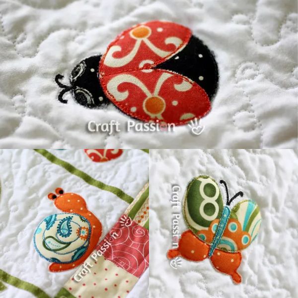 Ladybug Snail Butterfly - free quilt pattern