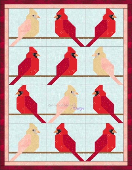 Cardinal Bird Quilt Block Pattern - etsy2