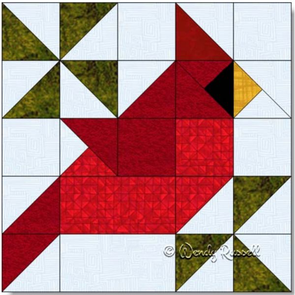 Cardinal Quilt Block Pattern - Free - Patchwork Square