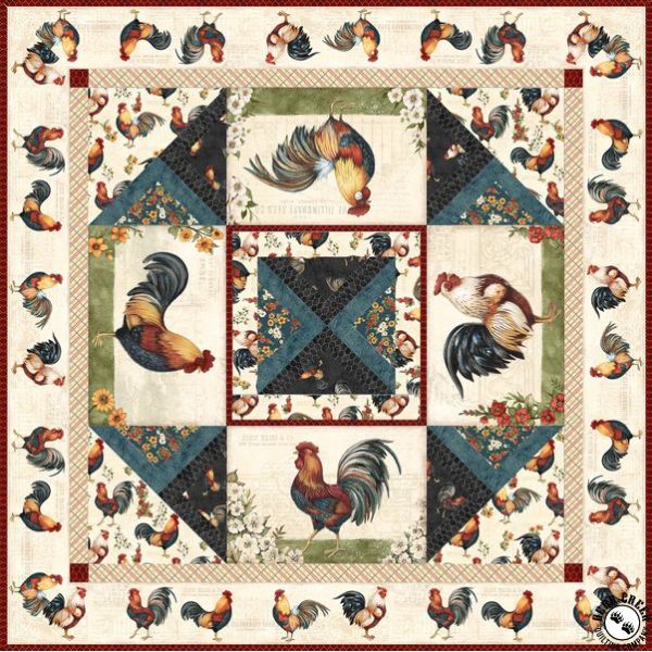 Garden Gate Roosters - free quilt pattern