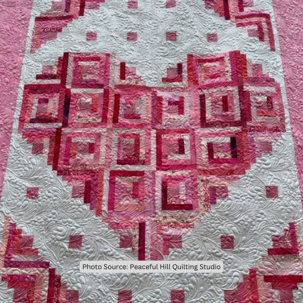 Log Cabin Heart Quilt Idea from Peaceful Hill Quilting Studio