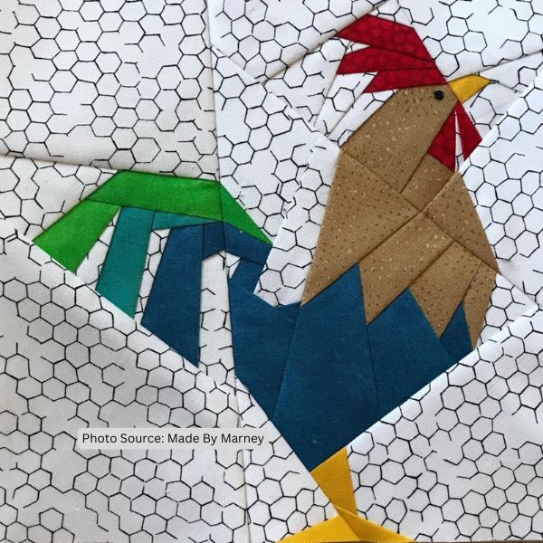Rooster Love Quilt Block Pattern - etsy