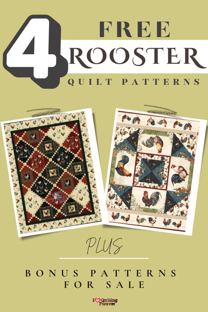 Rooster Quilt Patterns Roundup 1 ILQF Pinterest