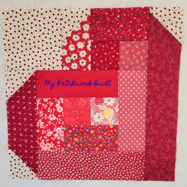 Scrappy Log Cabin Heart - free quilt pattern